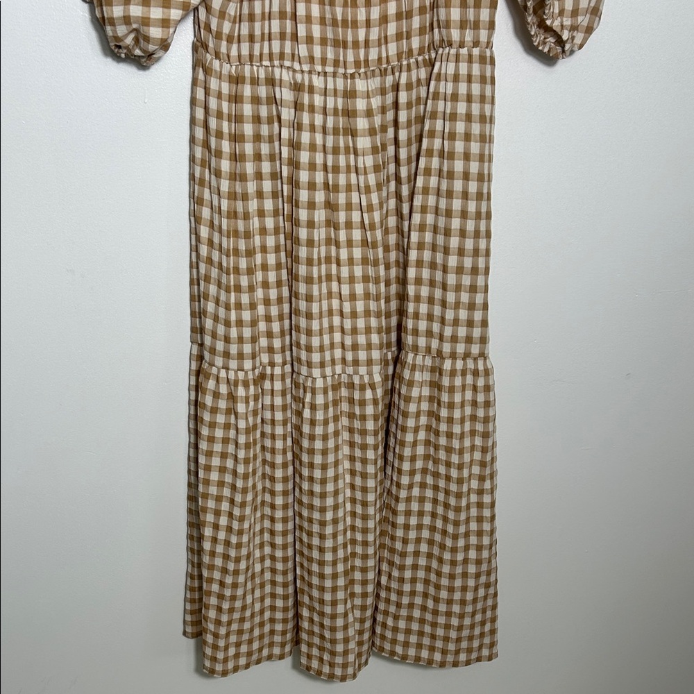 Mango Plaid Puff Sleeve Midi Dress - Picture 4 of 7